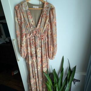 Flying Tomato Floral Maxi Dress with Long Sleeves
